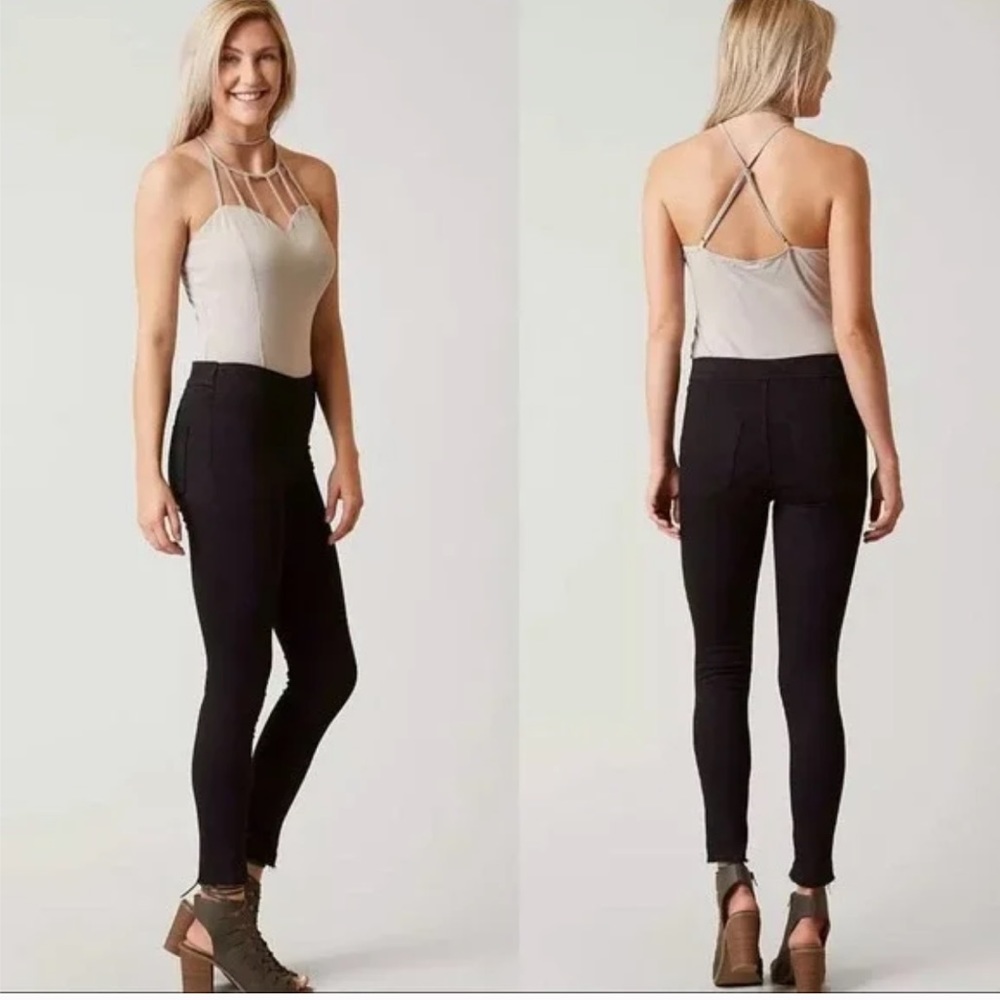 Free People Black Easy Goes It Cutoff Pull On Leggings Size 28